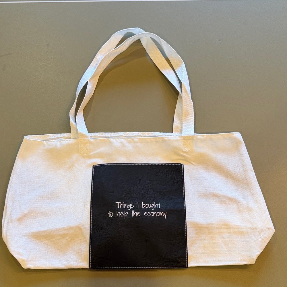Vegan leather and canvas Tote Bag